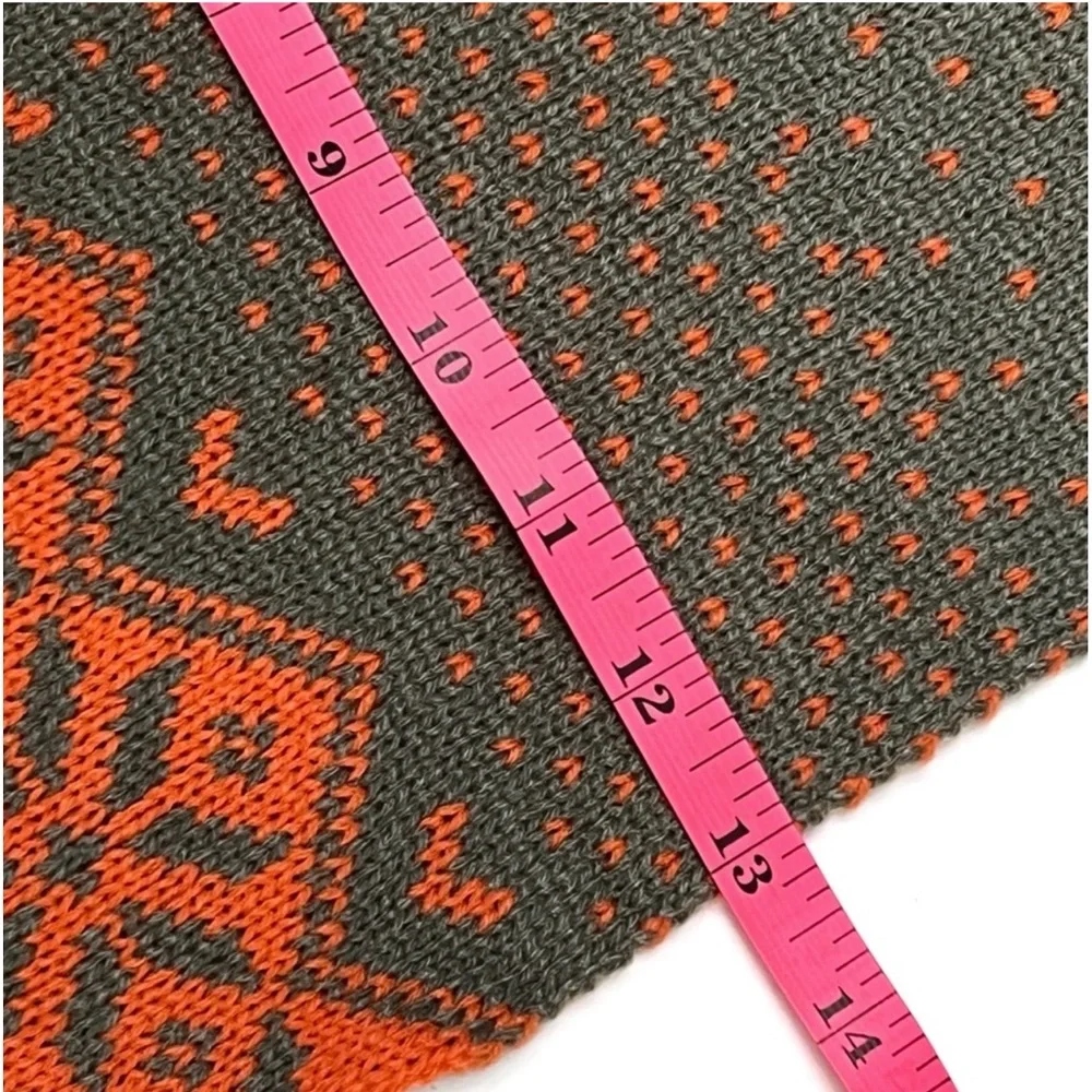 Simplicity Knit Winter Scarf Long Wide Wrap Gray Orange
